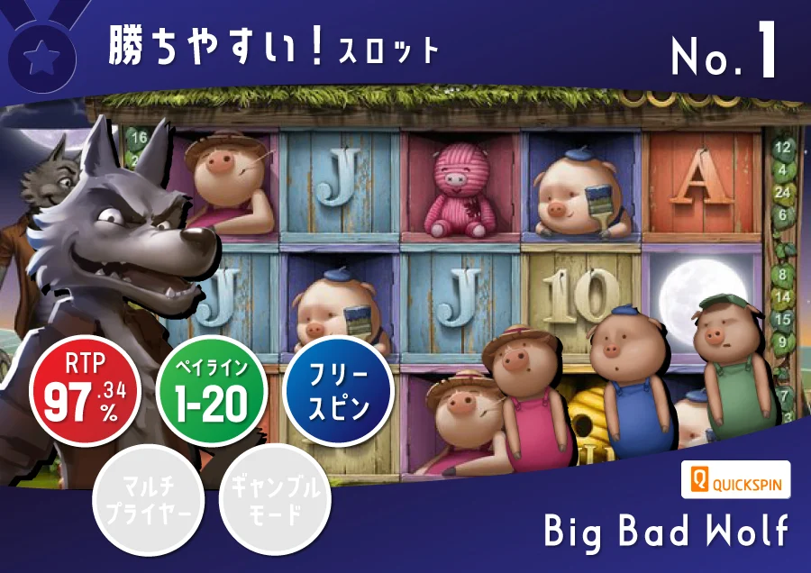 Big Bad Wolf ビッグ・バッド・ウルフ(QUICKSPIN社)97.34% RTP