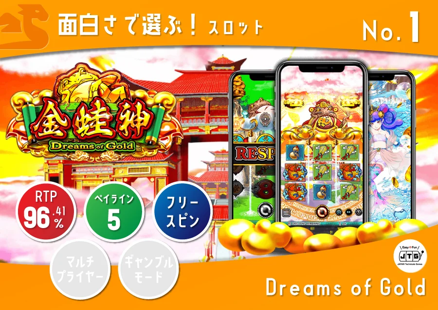 Dreams of Gold ドリームズ・オブ・ゴールド(金蛙神)|ペイアウト率:96.41%
